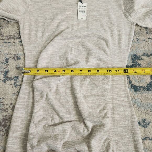 NWT Express Cream Ribbed Dress Body Con Long Sleeve Womens M Sweater - Picture 8 of 10
